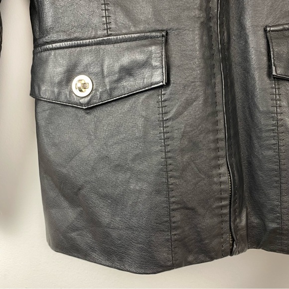 Vintage Phase Two size Medium Women’s Black Leather Full Zip Jacket - Picture 3 of 10